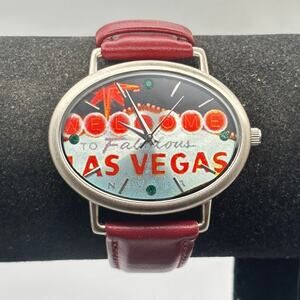 Silver & Burgundy Las Vegas Men's Watch